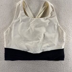 CALLA Sports Bra‎ XL Ivory Black Colorblock Criss Cross Back Activewear Top Gym